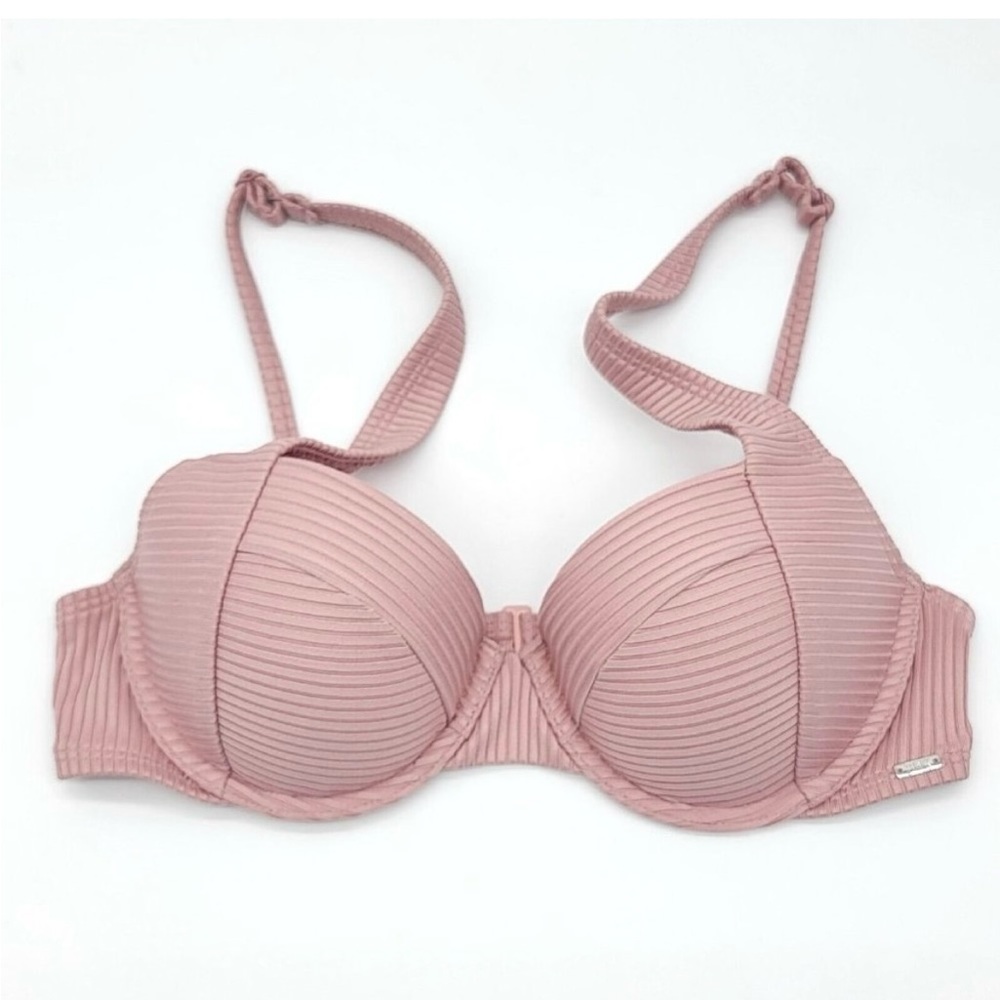 PINK Victoria’s Secret Ribbed Knit Push-Up Bikini Top XL – Blush Damsel Pink
